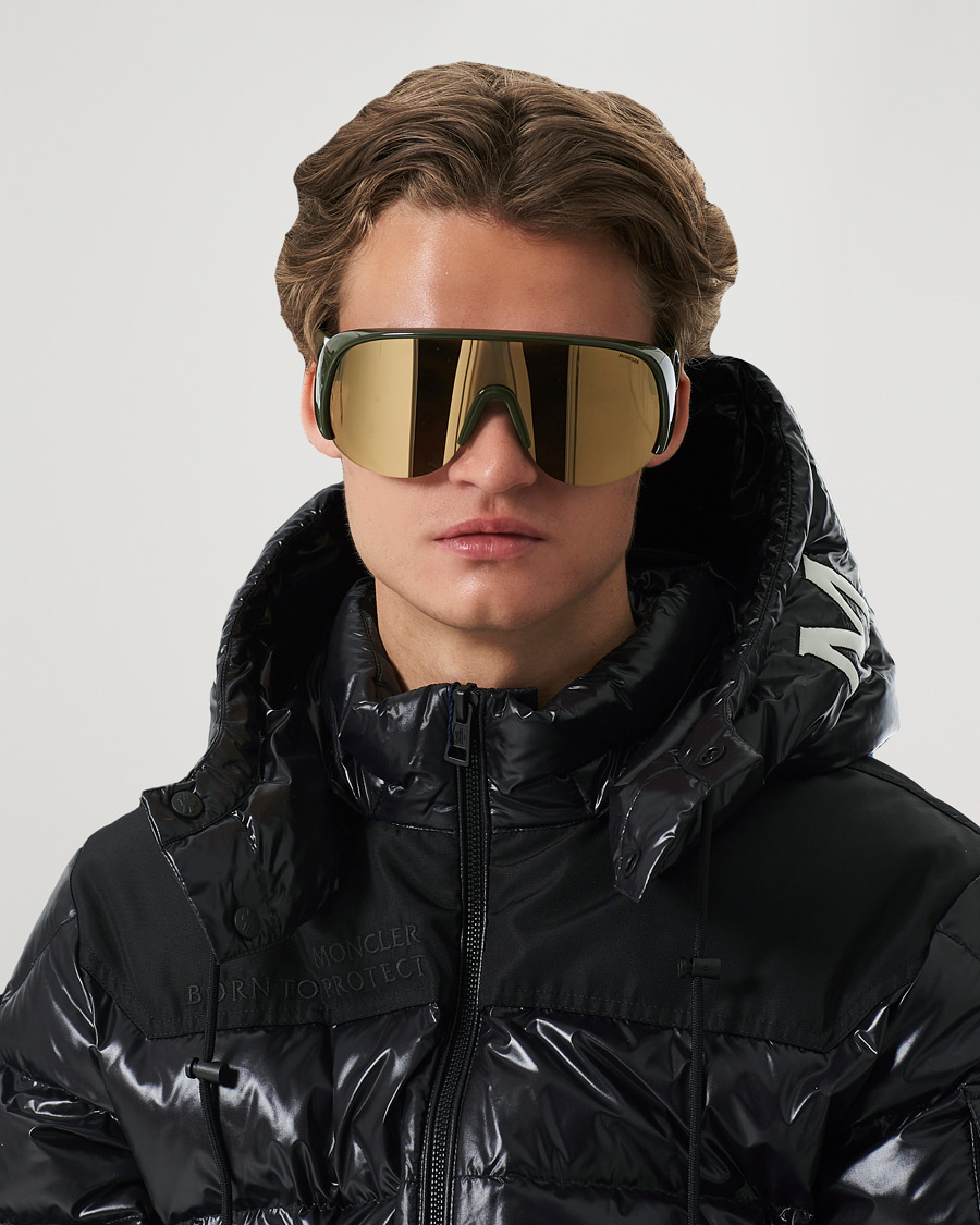 Herren | Moncler Lunettes Phantom Sunglasses Shiny Dark Green/Brown | Moncler Lunettes | Phantom Sunglasses Shiny Dark Green/Brown
