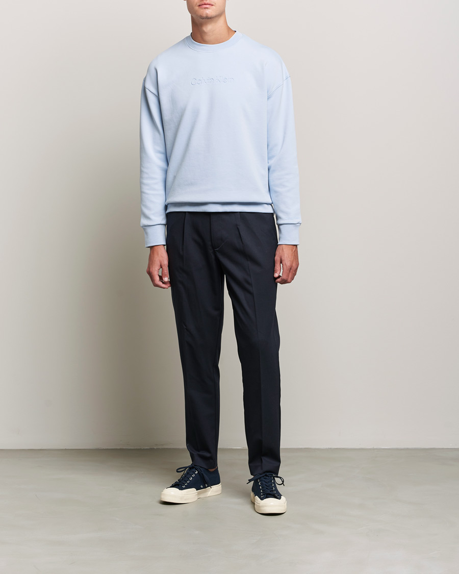 Herren | Pullover | Calvin Klein | Debossed Logo Crew Neck Sweatshirt Bayshore Blue