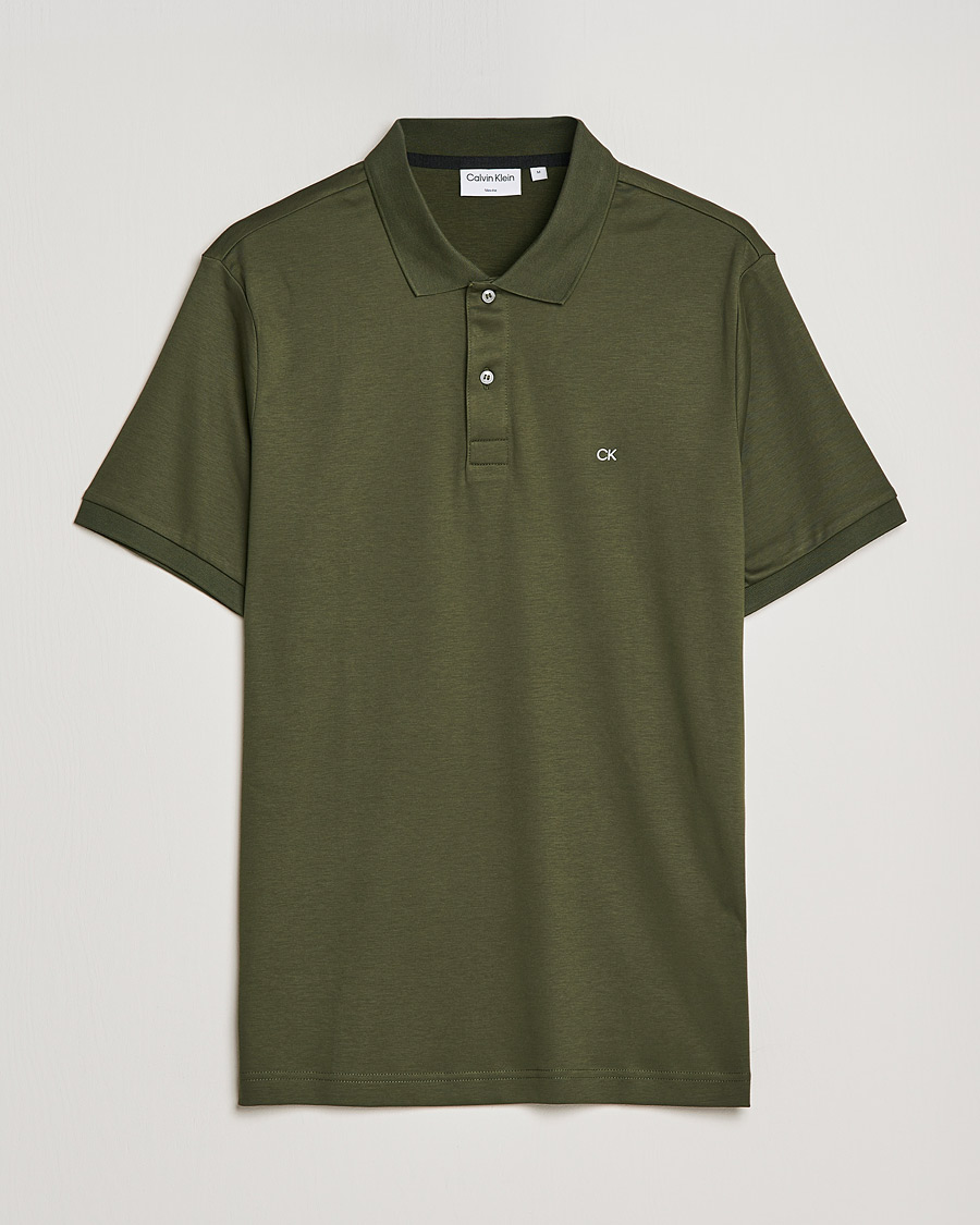 Herren | Poloshirts | Calvin Klein | Slim Fit Smooth Cotton Polo Dark Olive