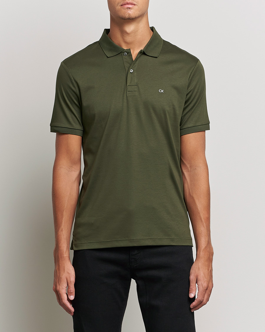 Herren | Poloshirts | Calvin Klein | Slim Fit Smooth Cotton Polo Dark Olive