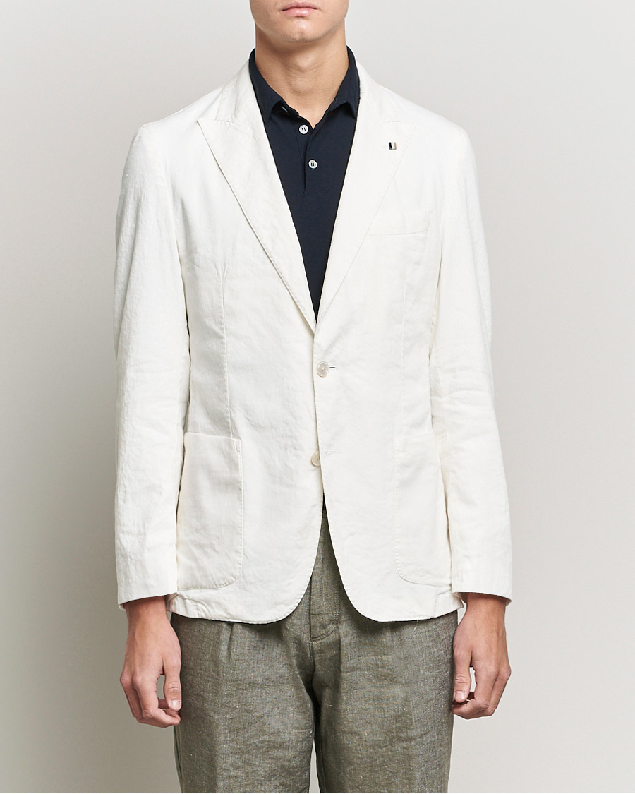 Herren | Sakkos | BOSS BLACK | BOSS Hanry Linen Peak Lapel Blazer White
