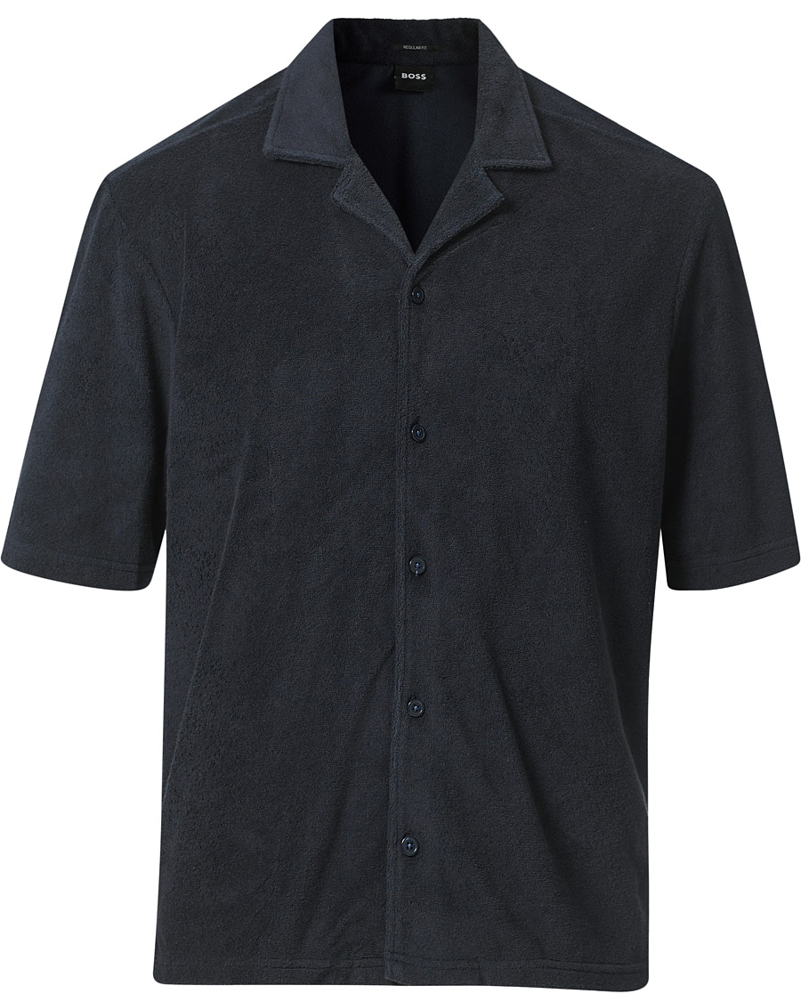Herren | Hemden | BOSS BLACK | BOSS Lars Terry Short Sleeve Shirt Dark Blue