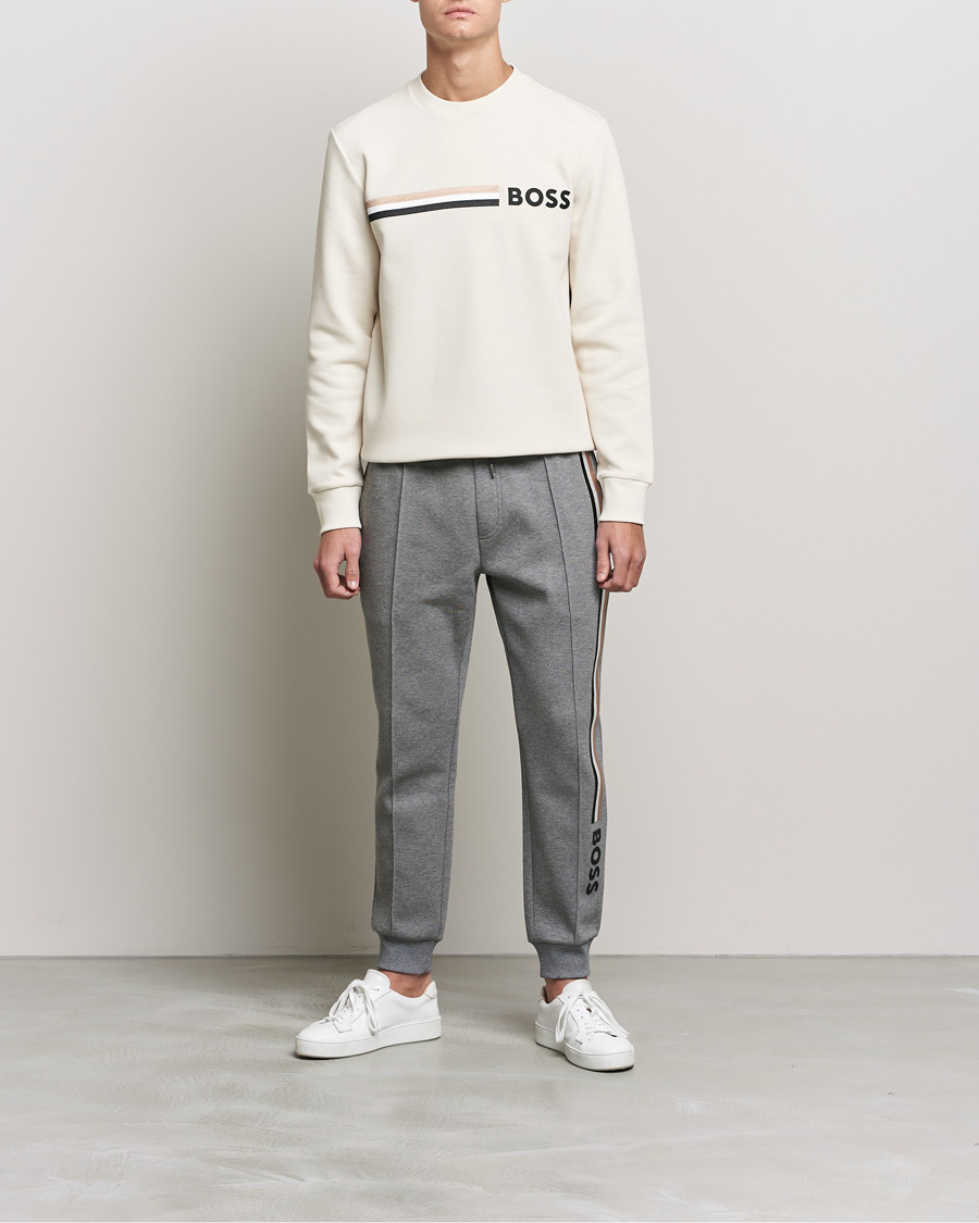 Herren | Pullover | BOSS BLACK | Stadler Logo Crew Neck Sweatshirt Open White