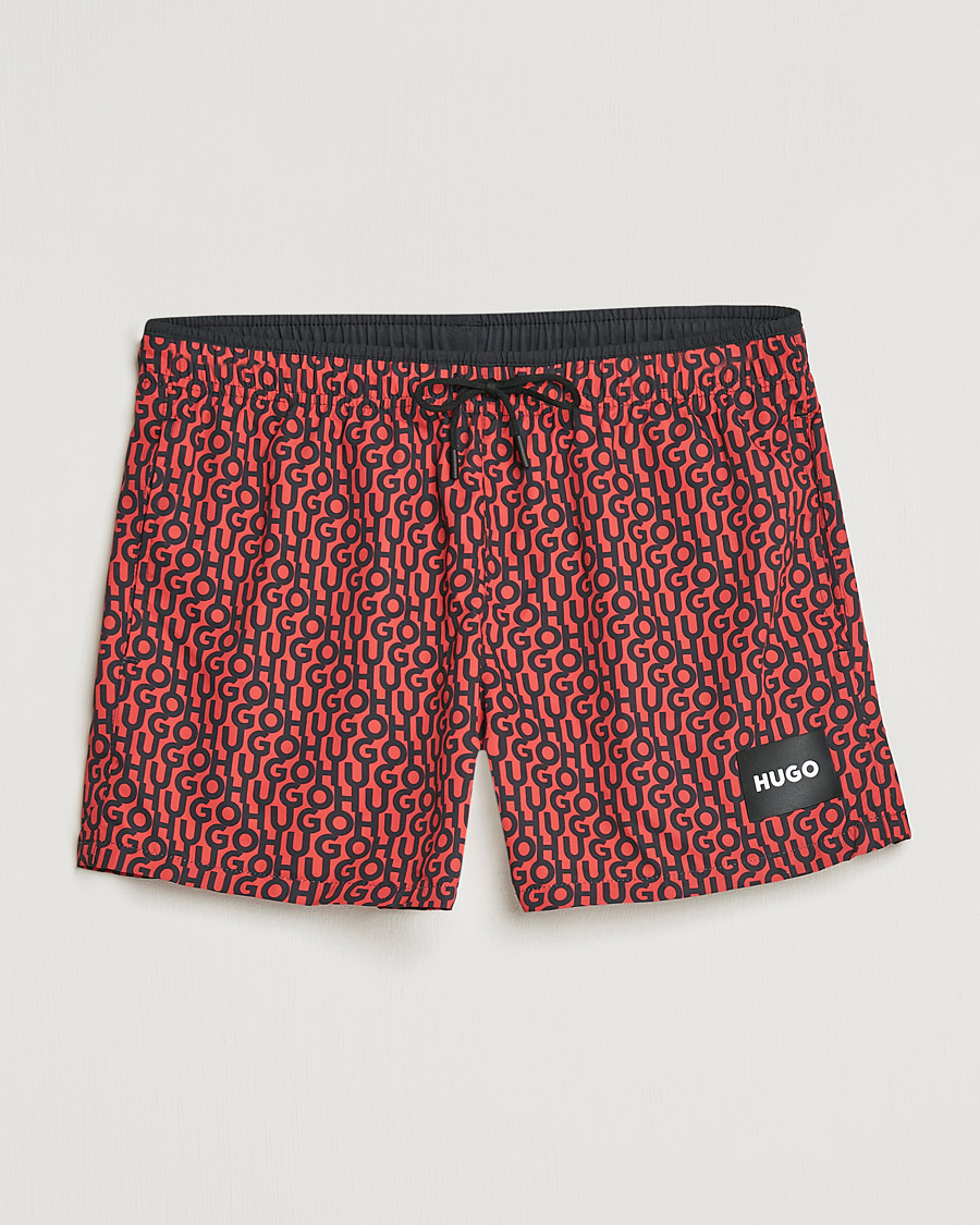 Herren | Badehosen | HUGO | Jago Monogram Logo Swimshorts Red