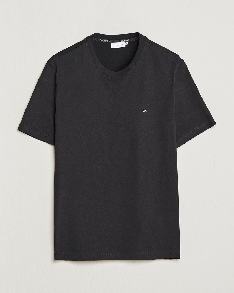 Herren | T-Shirts | Calvin Klein | Cotton Embroidery Logo Crew Neck T-Shirt Black