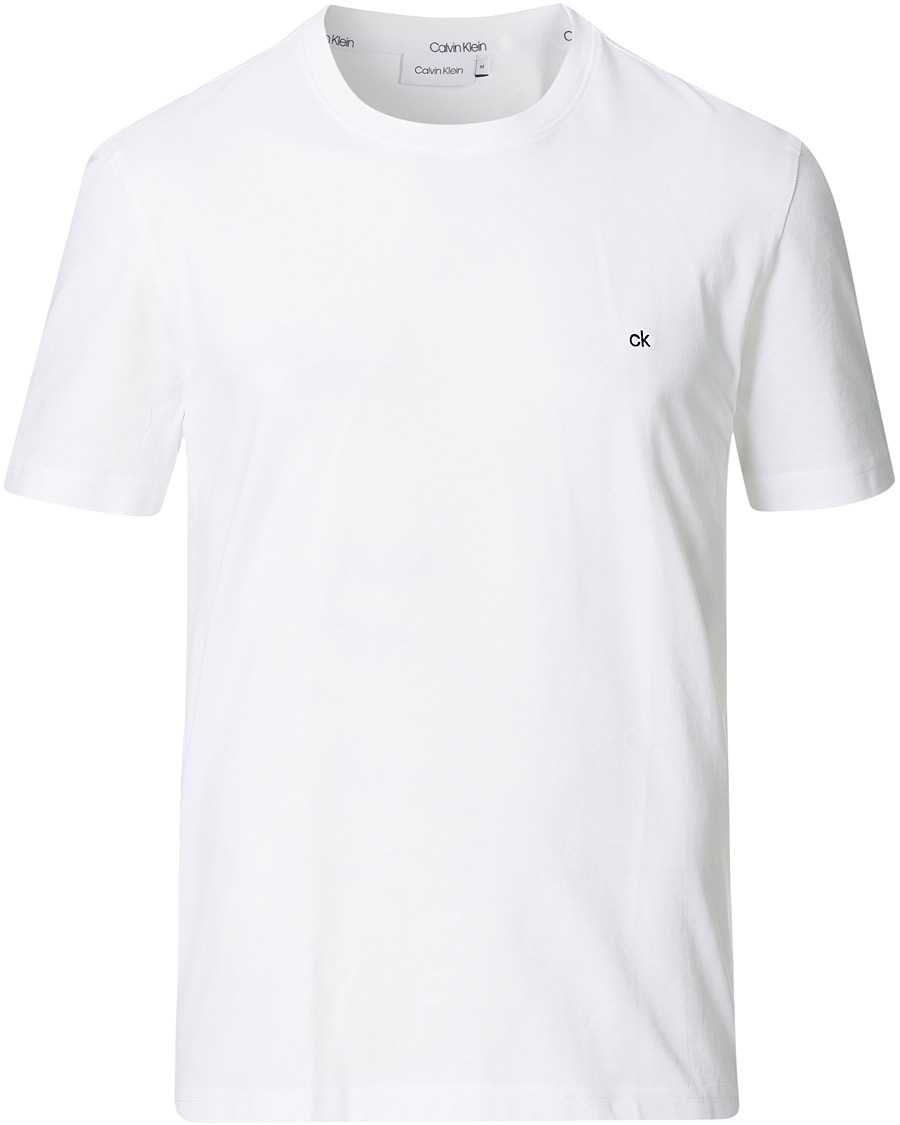 Herren | T-Shirts | Calvin Klein | Cotton Embroidery Logo Crew Neck T-Shirt White