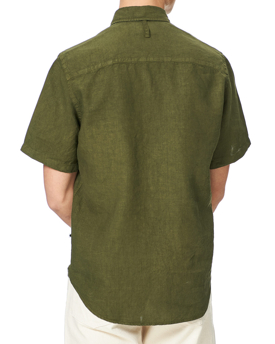 Herren | Hemden | NN07 | Arne Linen Short Sleeve Shirt Dark Olive