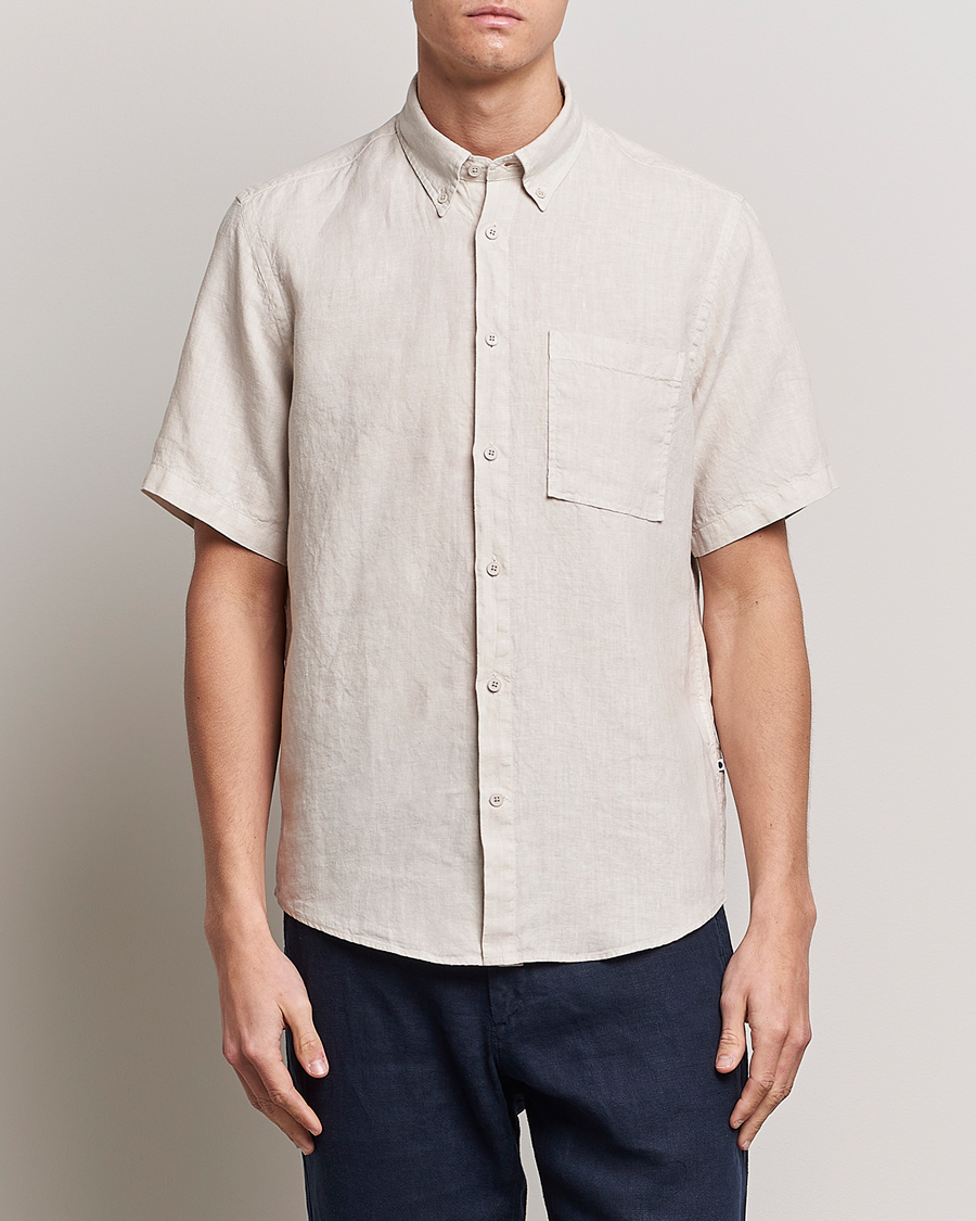Herren | Hemden | NN07 | Arne Linen Short Sleeve Shirt Oat
