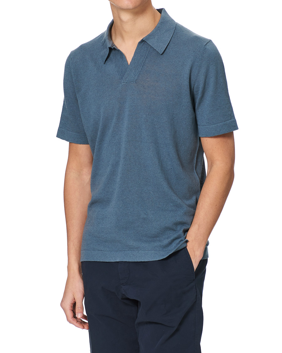 Herren | Poloshirts | NN07 | Ryan Cotton/Linen Polo Dust Blue