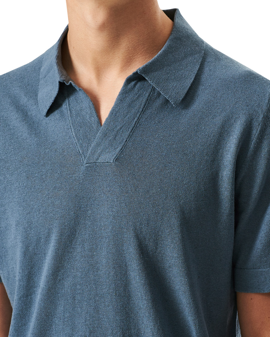 Herren | Poloshirts | NN07 | Ryan Cotton/Linen Polo Dust Blue