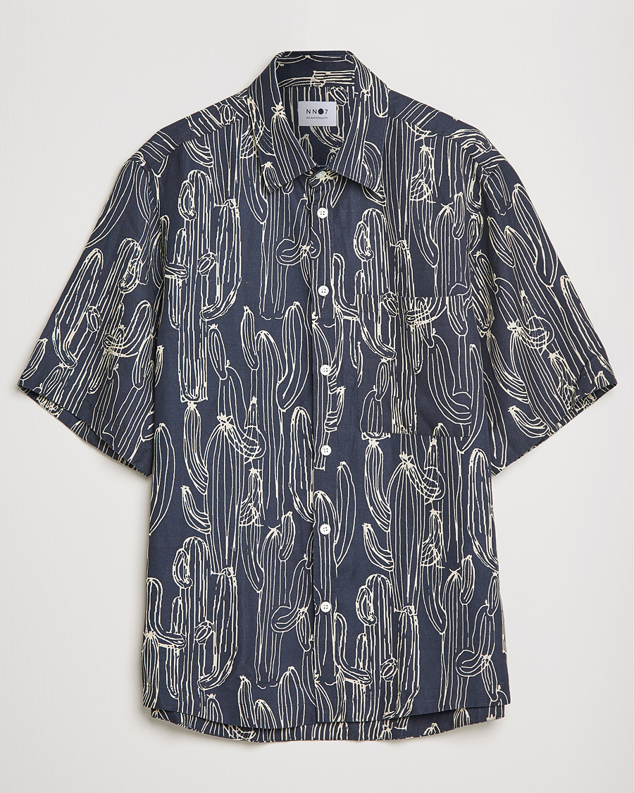 Herren | Hemden | NN07 | Hans Printed Short Sleeve Shirt Navy