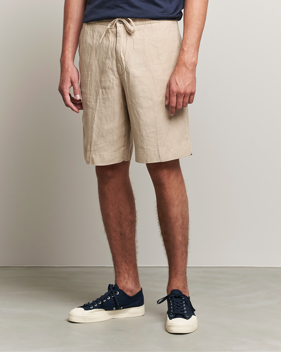 Herren | Shorts | J.Lindeberg | Sasha Drape Linen Drawstring Shorts Safari Beige