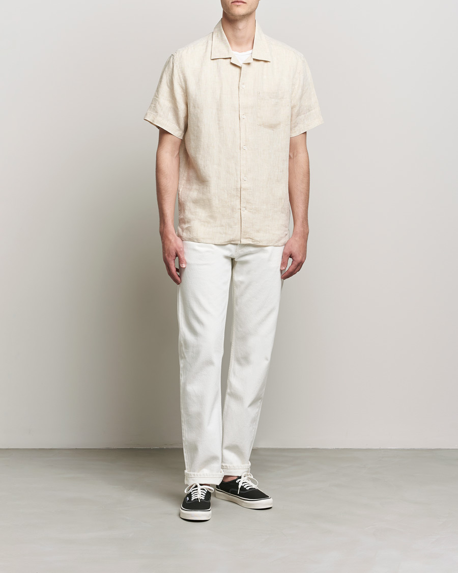 Herren | Hemden | J.Lindeberg | Linen Melange Short Sleeve Shirt Safari Beige