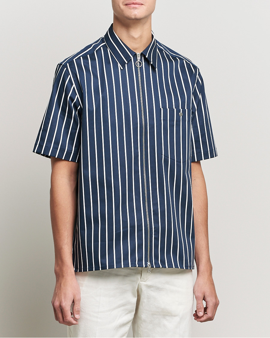 Herren | Hemden | J.Lindeberg | Chainy Short Sleeve Zip Shirt Navy