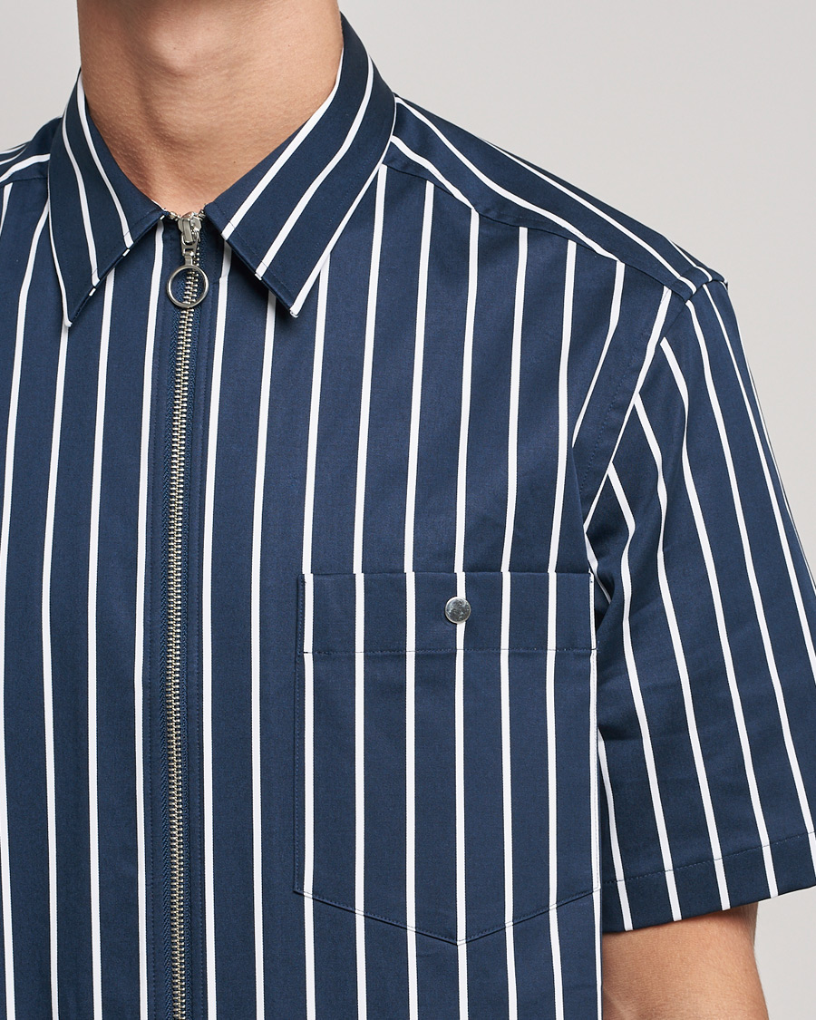 Herren | Hemden | J.Lindeberg | Chainy Short Sleeve Zip Shirt Navy