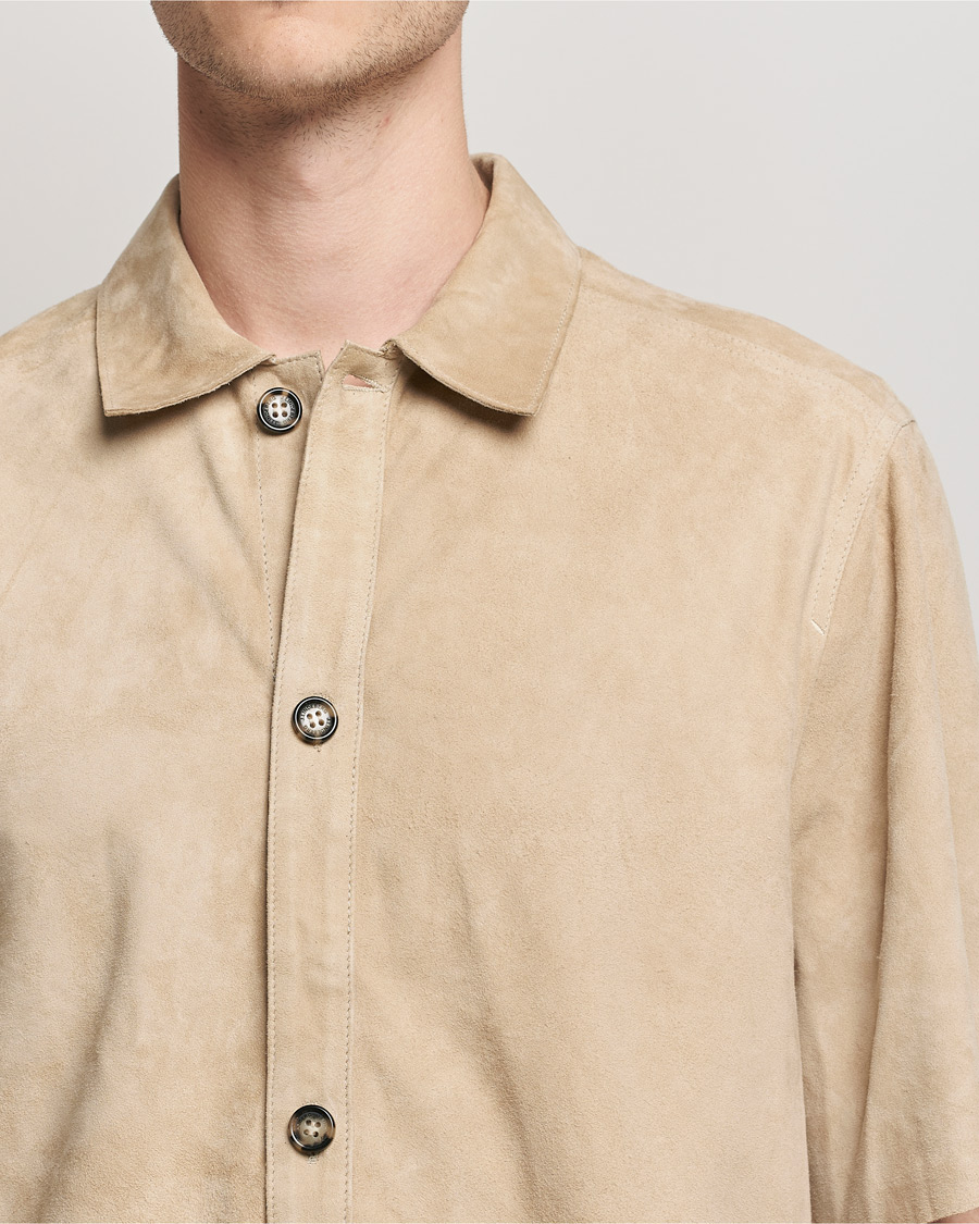 Herren | Hemden | J.Lindeberg | Shorty Short Sleeve Suede Shirt Safari Beige