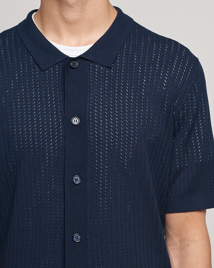Herren | Hemden | J.Lindeberg | Skyler Rayon Silk Knit Shirt Navy