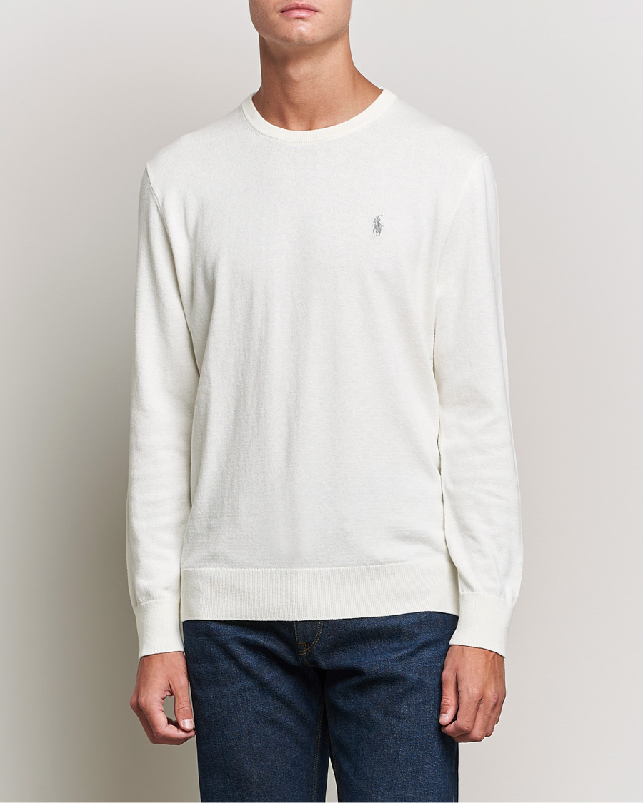 Herren | Pullover | Polo Ralph Lauren | Cotton/Cashmere Crew Neck Pullover Deckwash White