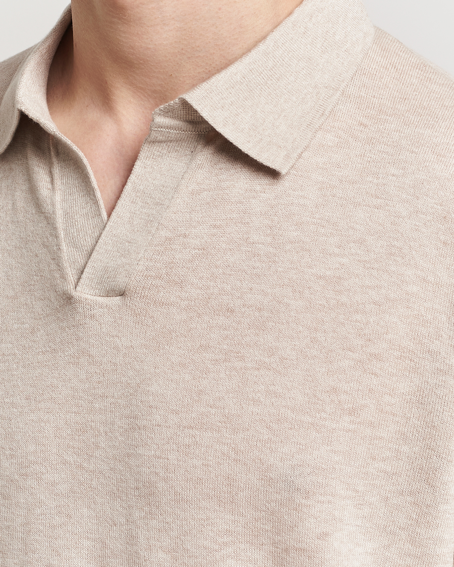 Herren | Poloshirts | A Day's March | Ebro Cotton/Merino Open Collar Polo Sand