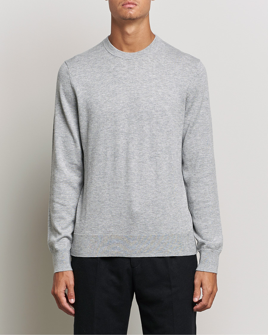 Herren | Business & Beyond | Filippa K | Cotton Merino Basic Sweater Light Grey Melange