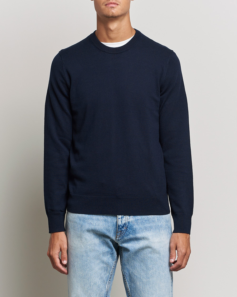 Herren |  | Filippa K | Cotton Merino Basic Sweater Navy
