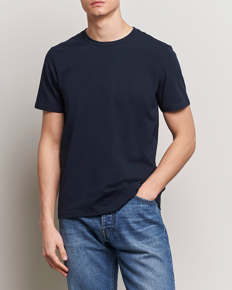 Herren | Kurzarm T-Shirt | Filippa K | Soft Lycra Tee Navy