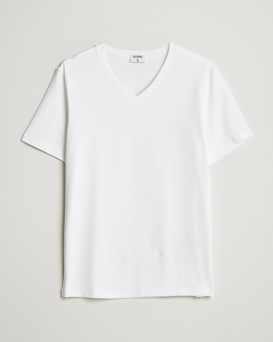 Herren | T-Shirts | Filippa K | Soft Lycra V-Neck Tee White