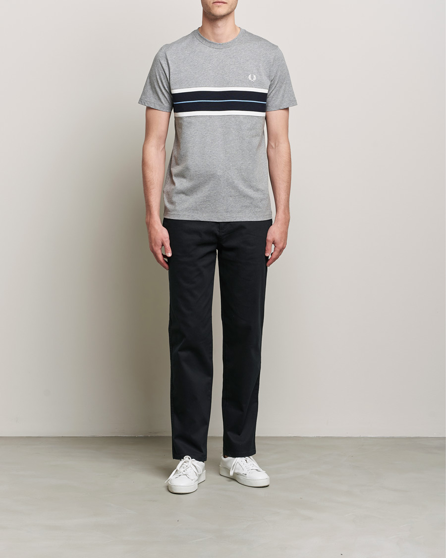 Herren | T-Shirts | Fred Perry | Tram Line Pannel Tee Steel Marl