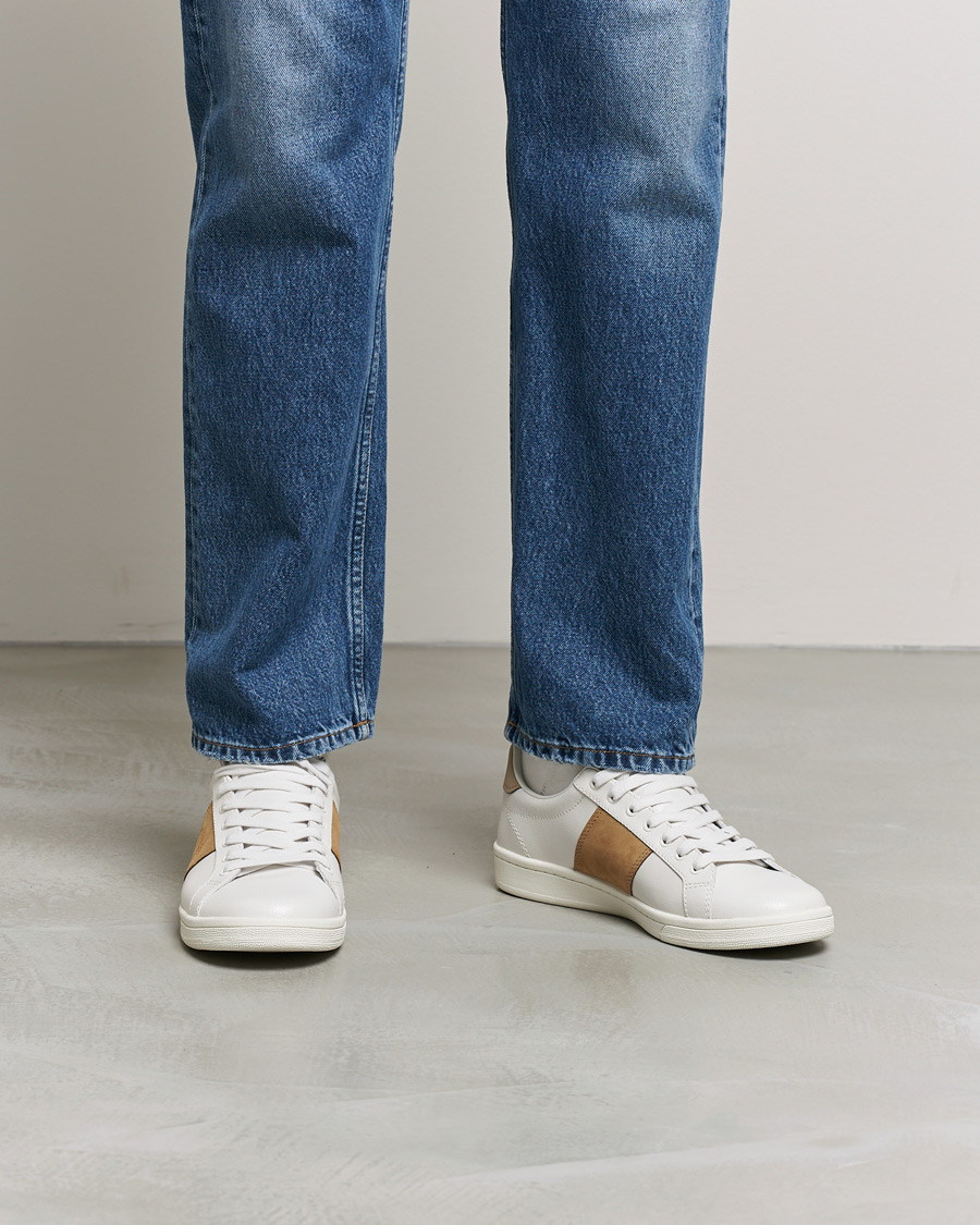 Herren | Fred Perry B721 Pique Embossed Leather Sneaker Porcelain | Fred Perry | B721 Pique Embossed Leather Sneaker Porcelain