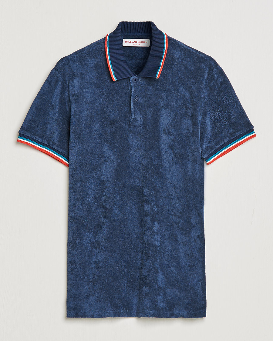 Herren | Poloshirts | Orlebar Brown | Jarrett Towelling Striped Tipping Polo Navy