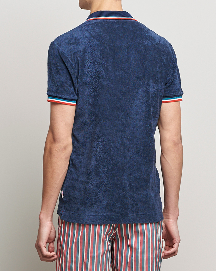 Herren | Poloshirts | Orlebar Brown | Jarrett Towelling Striped Tipping Polo Navy