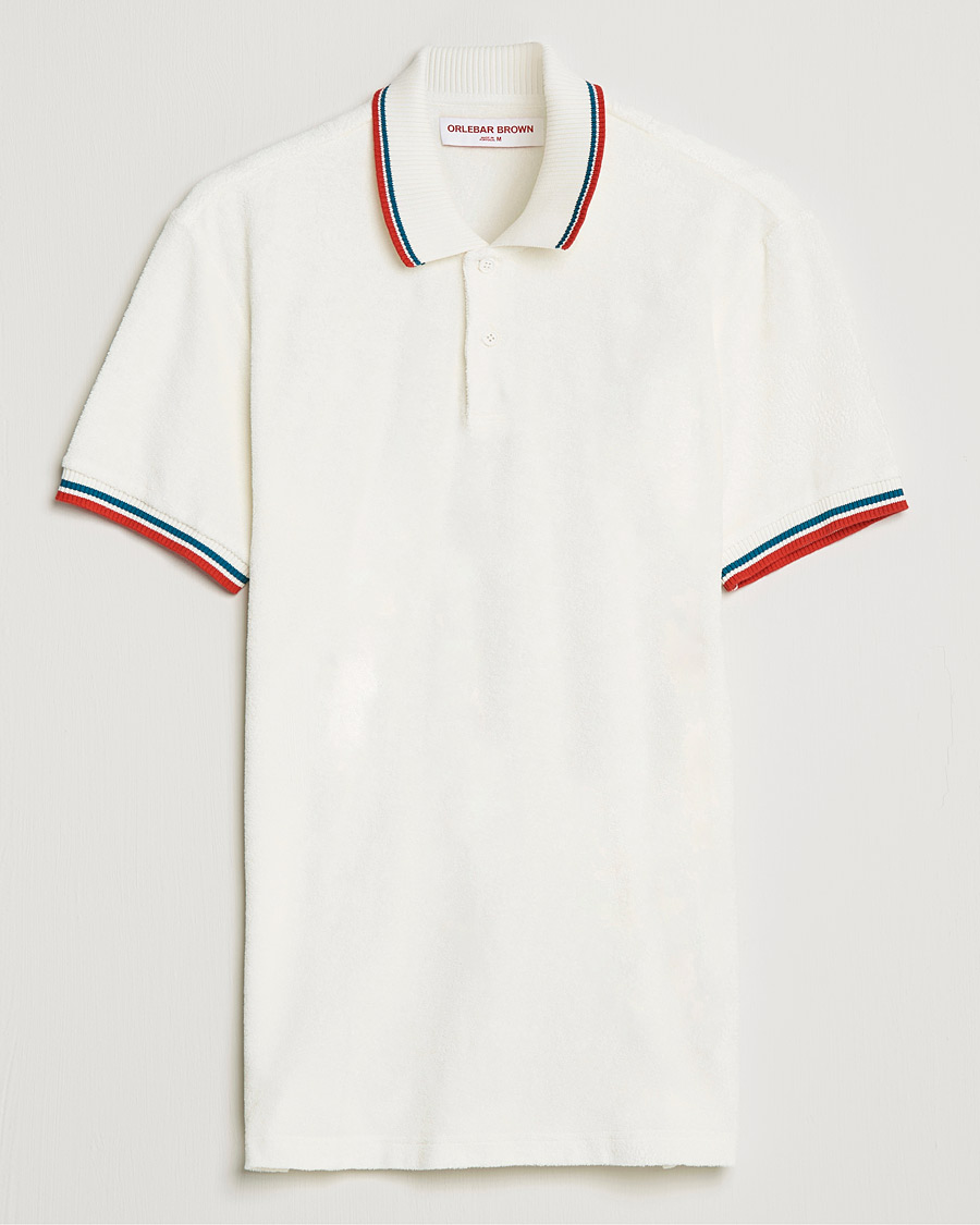 Herren | Poloshirts | Orlebar Brown | Jarrett Towelling Striped Tipping Polo White Sand