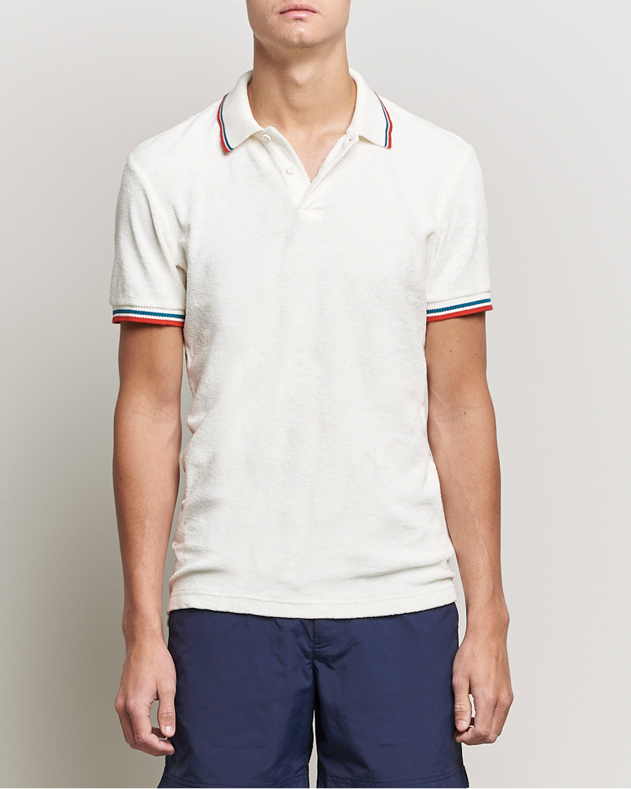 Herren | Poloshirts | Orlebar Brown | Jarrett Towelling Striped Tipping Polo White Sand