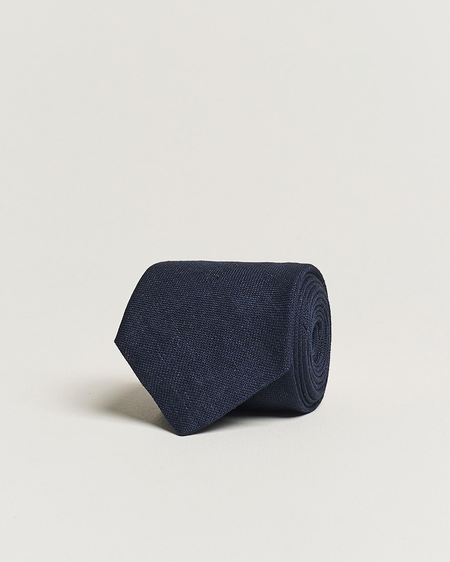 Herren | Krawatten | Amanda Christensen | Amanda ChristensenHopsack Linen 8cm TieNavy