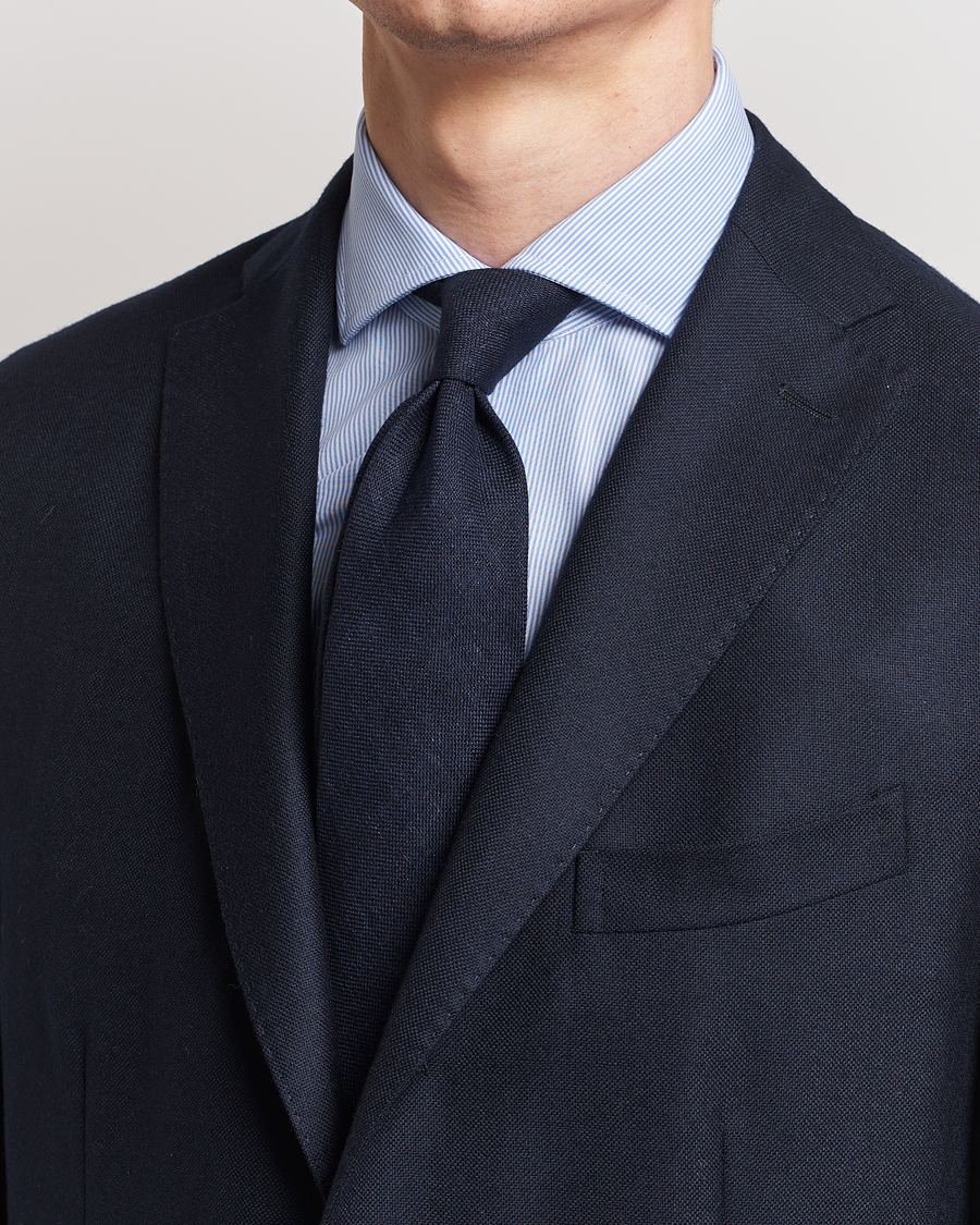 Herren | Krawatten | Amanda Christensen | Amanda ChristensenHopsack Linen 8cm TieNavy