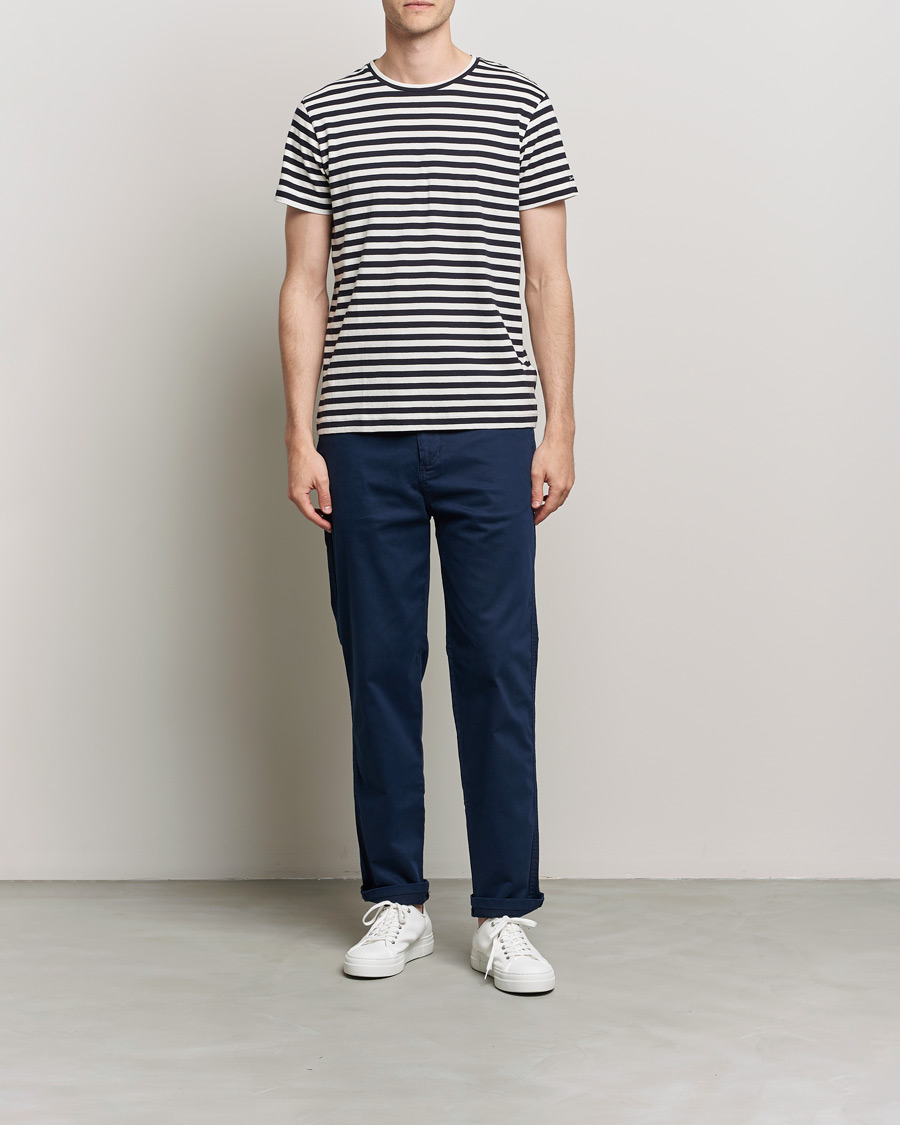 Herren | T-Shirts | GANT | Striped Crew Neck Tee Evening Blue