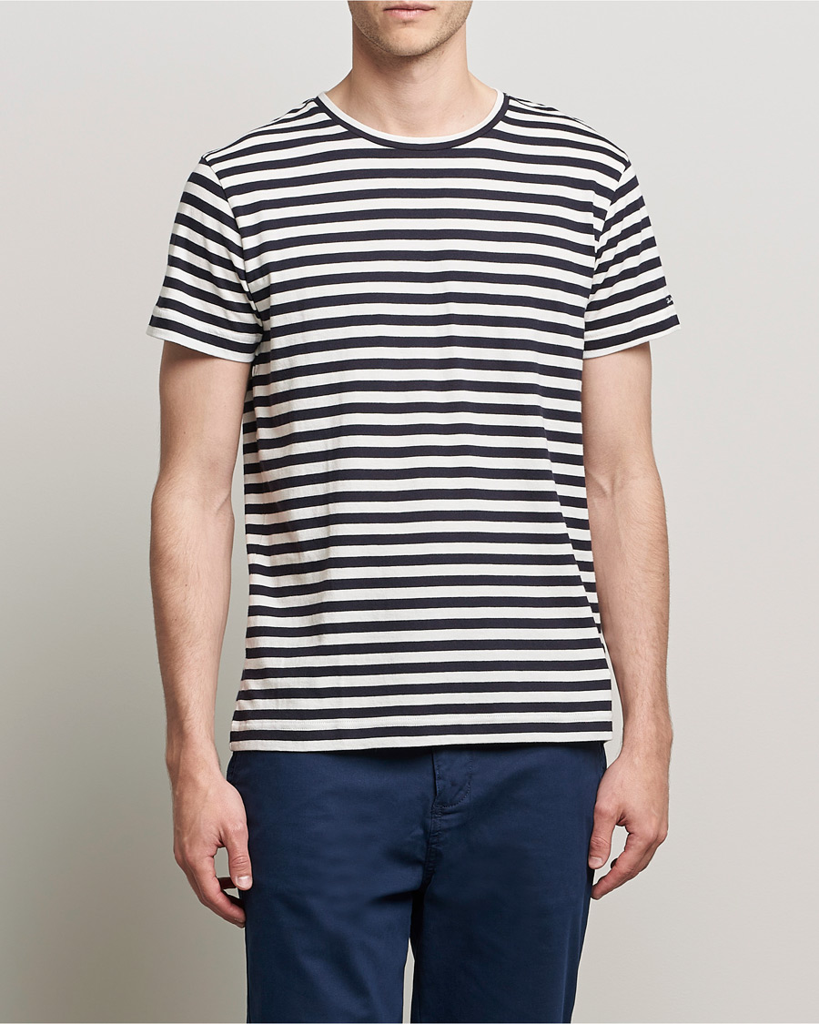 Herren | T-Shirts | GANT | Striped Crew Neck Tee Evening Blue