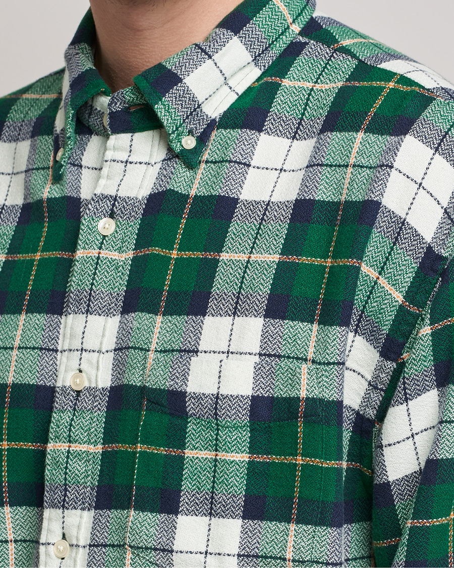 Herren | Hemden | GANT | Relaxed Textured Checked Shirt Forest Green