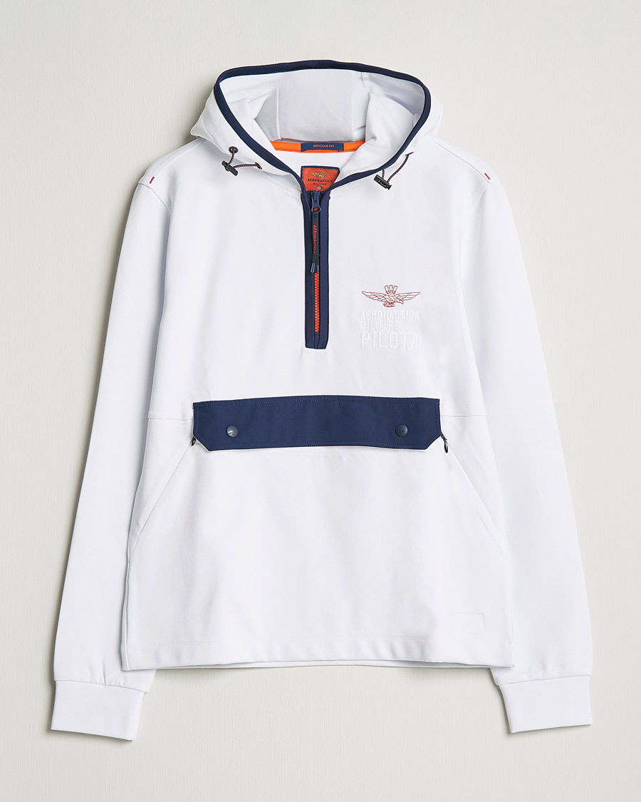 Herren | Pullover | Aeronautica Militare | Half Zip Hoodie Off White