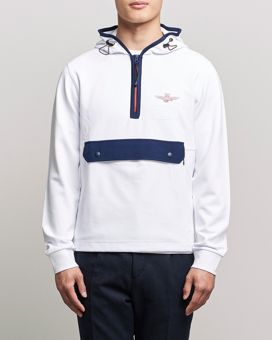 Herren | Pullover | Aeronautica Militare | Half Zip Hoodie Off White
