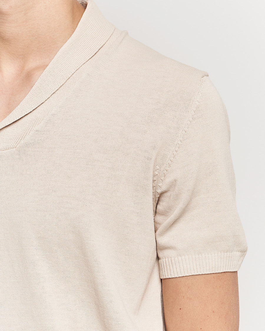 Herren | Poloshirts | Oscar Jacobson | Rollo GD Shawl Collar Cotton Polo Beige