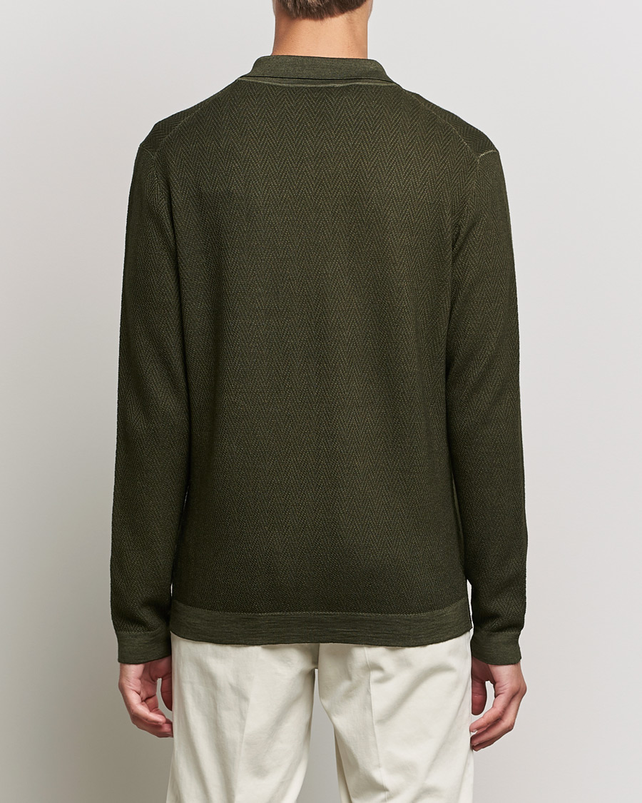 Herren | Pullover | Altea | Herringbone Wool Shirt Dark Green