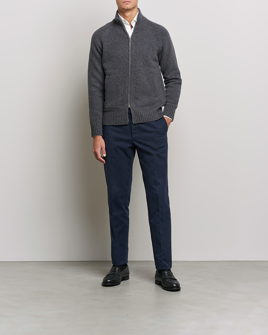 Herren | Pullover | Altea | Wool Zip Jacket Grey Melange