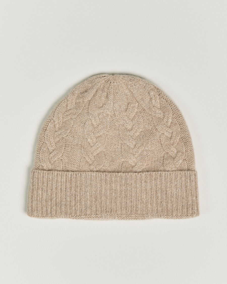 Herren | Amanda Christensen Cashmere Cable Knitted Cap Beige Melange | Amanda Christensen | Cashmere Cable Knitted Cap Beige Melange