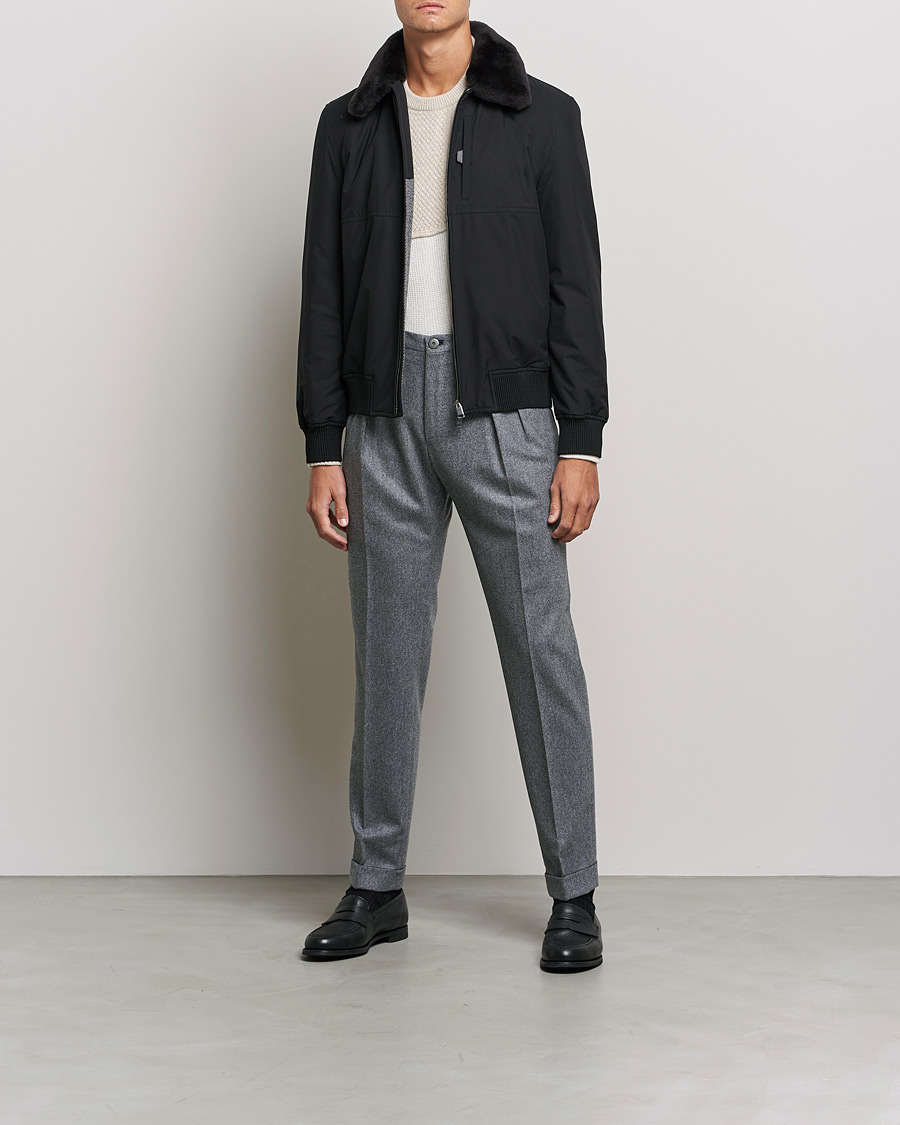 Herren | Jacken | Brioni | Performa Silk Shearling Jacket Black