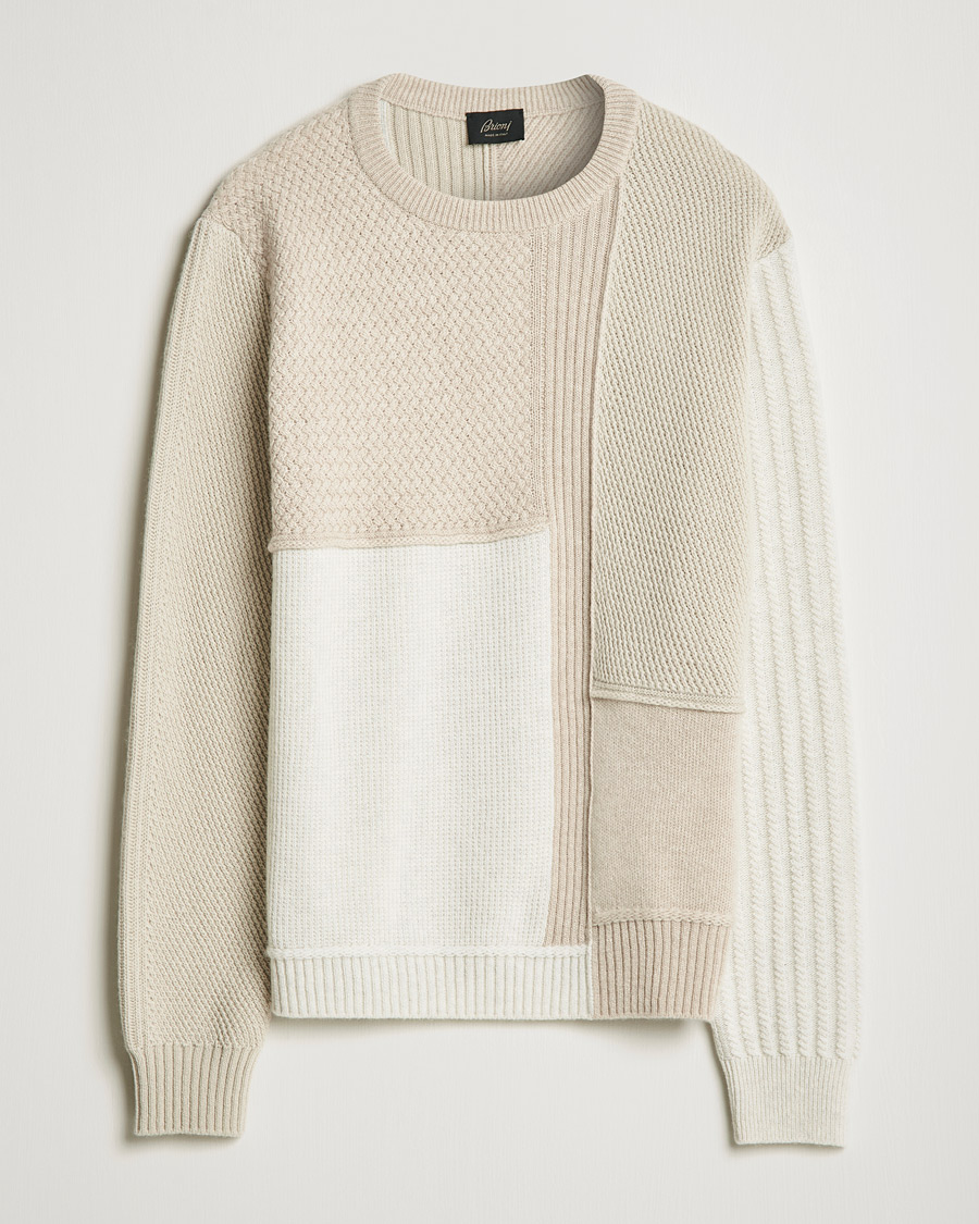 Herren | Pullover | Brioni | Wool/Cashmere Patchwork Sweater Beige