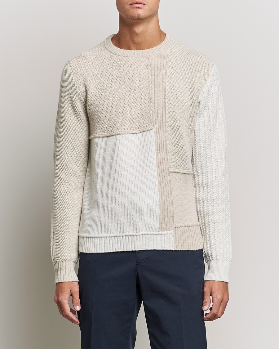 Herren | Pullover | Brioni | Wool/Cashmere Patchwork Sweater Beige