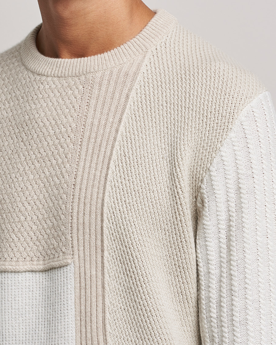 Herren | Pullover | Brioni | Wool/Cashmere Patchwork Sweater Beige