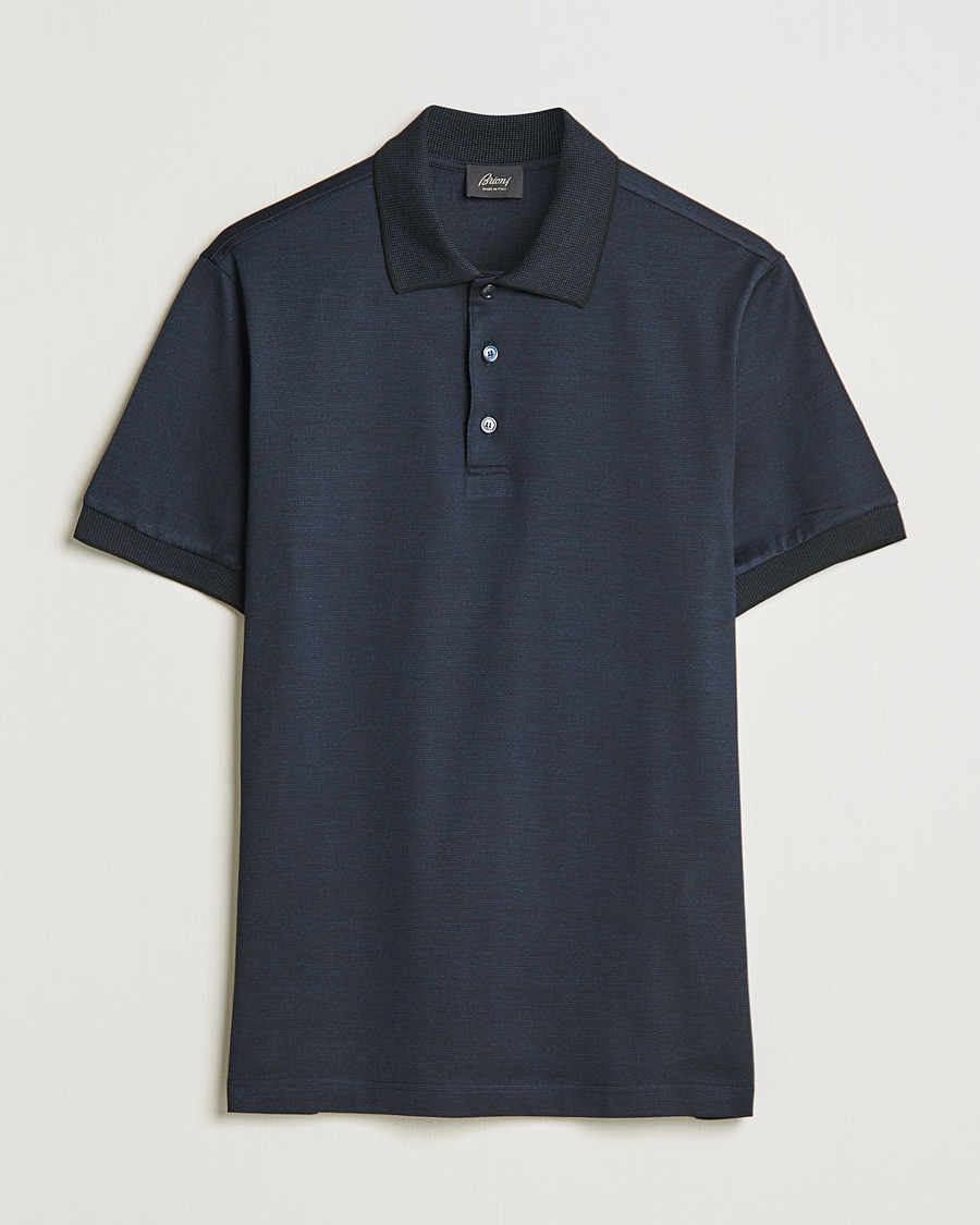 Herren | Poloshirts | Brioni | Cotton/Silk Short Sleeve Polo Navy