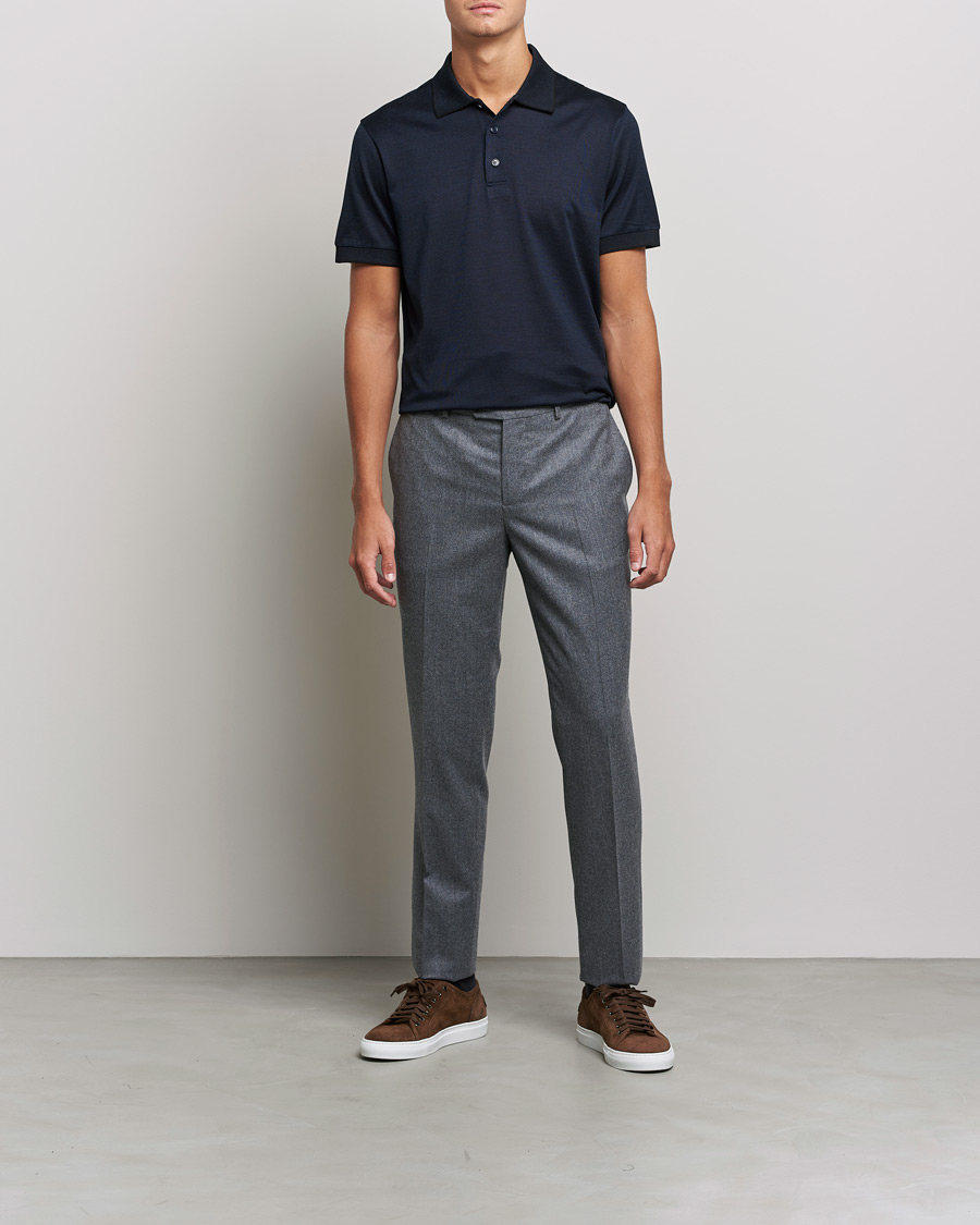 Herren | Poloshirts | Brioni | Cotton/Silk Short Sleeve Polo Navy